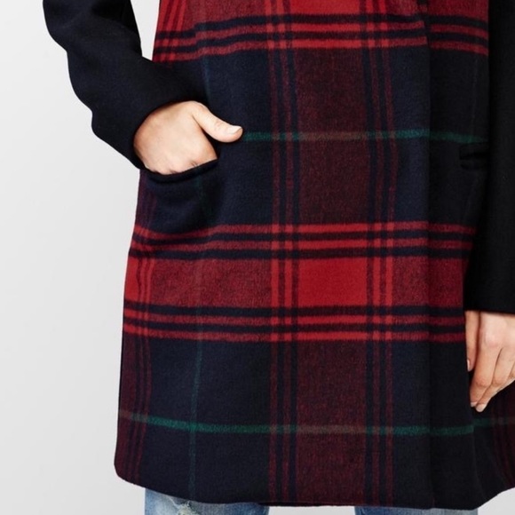 Gap Buffalo Plaid Wool Cable Car Long Peacoat - Picture 2 of 9